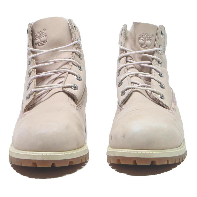 TIMBERLAND Girls Lace-Up Boots Leather Beige & Cream UK 5.5 Durable Outdoor