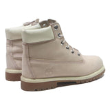 TIMBERLAND Girls Lace-Up Boots Leather Beige & Cream UK 5.5 Durable Outdoor