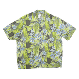 UNTIED Mens Green & Blue Floral Cotton Blend Shirt L Casual Summer Vacation