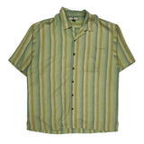 Tommy Bahama Striped Hawaiian Shirt - Large Yellow Silk