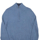 NAUTICA Mens Blue Plain Cotton Blend Pullover Jumper Zip Neck S Lightweight