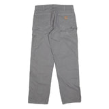 CARHARTT Mens Cotton Grey Loose Straight Trousers W34 L34 Workwear Utility