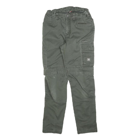 ENGELBERT STRAUSS Boys Cotton Blend Slim Cargo Trousers Green W25 L28 Practical