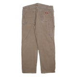 DICKIES Mens Cotton Blend Brown Regular Straight Trousers W40 L32 Workwear