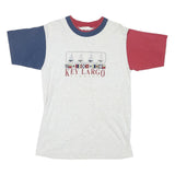 SMILE Mens Grey & Red Blue Colourblock Graphic T-Shirt S Short Sleeve Crew Neck