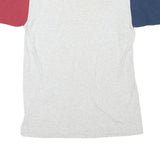 SMILE Mens Grey & Red Blue Colourblock Graphic T-Shirt S Short Sleeve Crew Neck