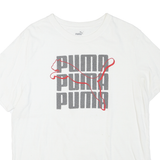 PUMA Mens White Graphic T-Shirt M Short Sleeve Crew Neck Logo Print