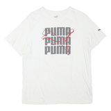 PUMA Mens White Graphic T-Shirt M Short Sleeve Crew Neck Logo Print