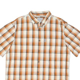 CARHARTT Mens Beige & Orange Check Shirt L Cotton Blend Casual Button-Down Short