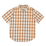 CARHARTT Mens Beige & Orange Check Shirt L Cotton Blend Casual Button-Down Short