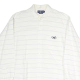 RALPH LAUREN Mens White & Blue Stripe Shirt XL Button Down Collar Cotton