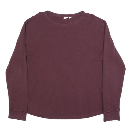 GAP Mens Maroon Plain Cotton Blend Thermal Jumper Crew Neck Basic Knit XL Casual