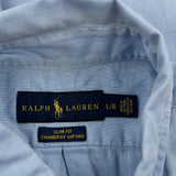 Ralph Lauren Slim Fit Short Sleeve Shirt - Large Blue Cotton