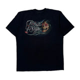 Tattoo Style Rock Eagle Single Stitch T-Shirt - Large Black Cotton