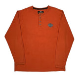 Harley Davidson Henley Long Sleeve T-Shirt - XL Orange Cotton Blend