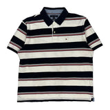 Tommy Hilfiger Striped Polo Shirt - XL Red Cotton
