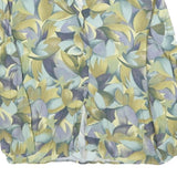 Womens Yellow Blue Printed Shirt Long Sleeve Collared S Lightweight Button