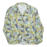 Womens Yellow Blue Printed Shirt Long Sleeve Collared S Lightweight Button