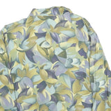 Womens Yellow Blue Printed Shirt Long Sleeve Collared S Lightweight Button