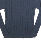 HOLLISTER Mens Blue Plain Crew Neck Cable Knit Jumper XL Cotton Blend Casual