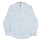 TOMMY JEANS Mens Blue & White Striped Shirt XL Classic Fit Button Down Collar