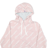 CHAMPION Mens Pink Hoodie M Cotton Blend Pullover With Graphic Logo Print