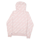 CHAMPION Mens Pink Hoodie M Cotton Blend Pullover With Graphic Logo Print
