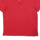 TOMMY HILFIGER Mens Red & Navy Polo Shirt Short Sleeve M Classic Cotton Blend