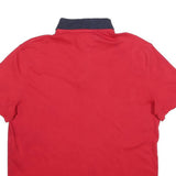 TOMMY HILFIGER Mens Red & Navy Polo Shirt Short Sleeve M Classic Cotton Blend