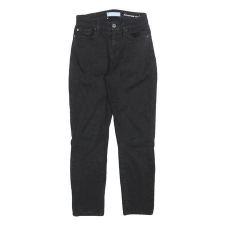 7 FOR ALL MANKIND Womens Black Slim Skinny Cotton Blend Trousers W24 L26 Zip