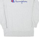 CHAMPION Mens Grey Cotton Blend Crew Neck S Logo Embroidered Classic Sweatshirt