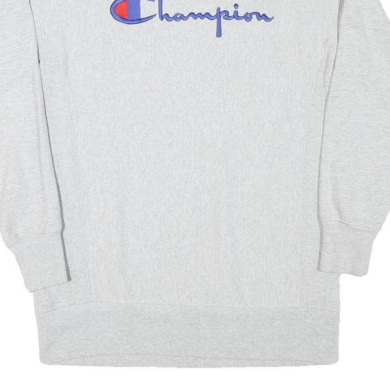 CHAMPION Mens Grey Cotton Blend Crew Neck S Logo Embroidered Classic Sweatshirt