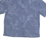 JAMACIA JAXX Mens Blue Silk Shirt M Tropical Leaf Print Casual Tropical Style