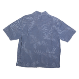 JAMACIA JAXX Mens Blue Silk Shirt M Tropical Leaf Print Casual Tropical Style