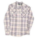 WRANGLER Womens Cream & Purple Check Shirt Retro Style S Western Casual
