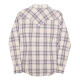 WRANGLER Womens Cream & Purple Check Shirt Retro Style S Western Casual