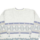 TT & CO Mens White Blue Patterned Cotton Crew Neck Jumper XL Stylish Comfort
