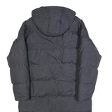 BRAVE SOUL Mens Grey Zip Up Longline Puffer Jacket L Polyester Hooded Winter