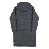 BRAVE SOUL Mens Grey Zip Up Longline Puffer Jacket L Polyester Hooded Winter