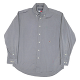 TOMMY HILFIGER Mens Grey Button Down Shirt M Classic Cotton Blend Casual