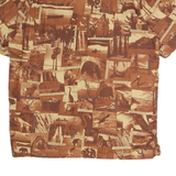 COLUMBIA Mens Brown & Beige Cotton Short Sleeve Shirt L Printed Pattern Casual