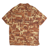 COLUMBIA Mens Brown & Beige Cotton Short Sleeve Shirt L Printed Pattern Casual
