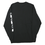 CARHARTT Mens Black Logo Print Long Sleeve Crew Neck T-Shirt S Cotton Blend