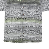 Mens Black & Cream Patterned Viscose Shirt L Short Sleeve Casual Button Up