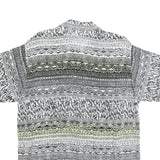 Mens Black & Cream Patterned Viscose Shirt L Short Sleeve Casual Button Up