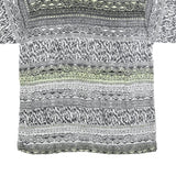 Mens Black & Cream Patterned Viscose Shirt L Short Sleeve Casual Button Up