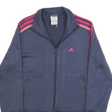 ADIDAS Womens Blue & Pink Track Jacket UK 8 Polyester Zip Athletic Fit