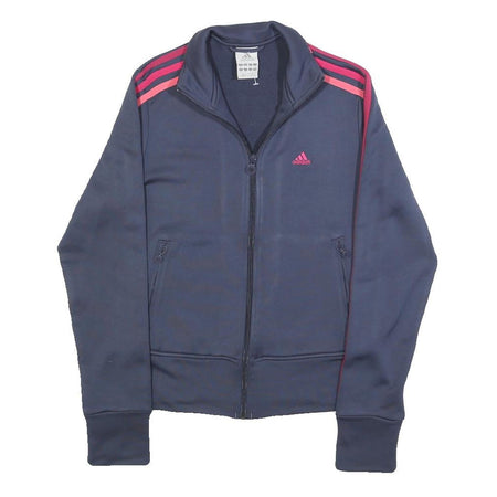 ADIDAS Womens Blue & Pink Track Jacket UK 8 Polyester Zip Athletic Fit