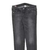 TRUE RELIGION Womens Slim Black Denim Jeans W31 L30 Roman Stitch Pocket Zip