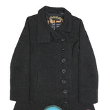 DESIGUAL Womens Black Cotton Blend Button Jacket S Textured Circle Print